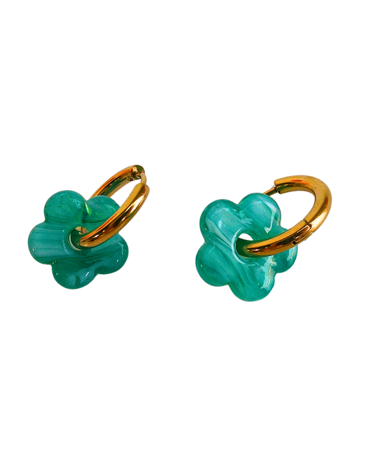 Mini Poppy Hoops - Teal