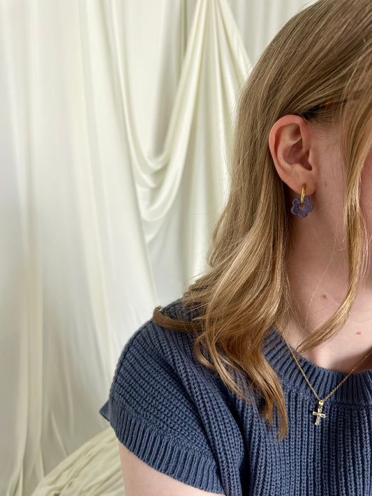 Mini Poppy Hoops - Blue