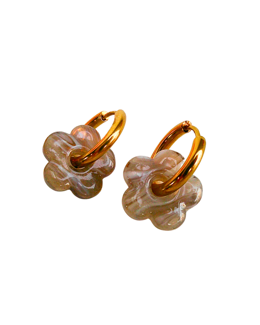 Mini Poppy Hoops - Brown