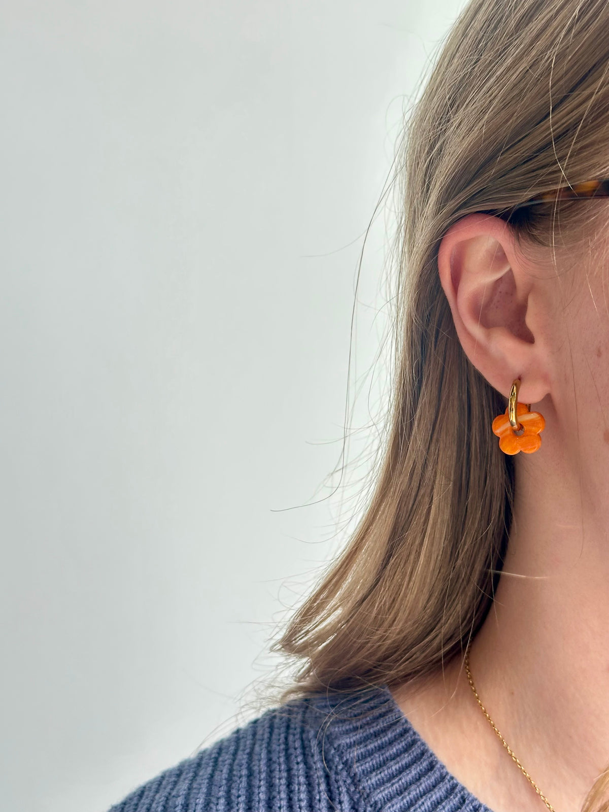 Mini Poppy Hoops - Orange