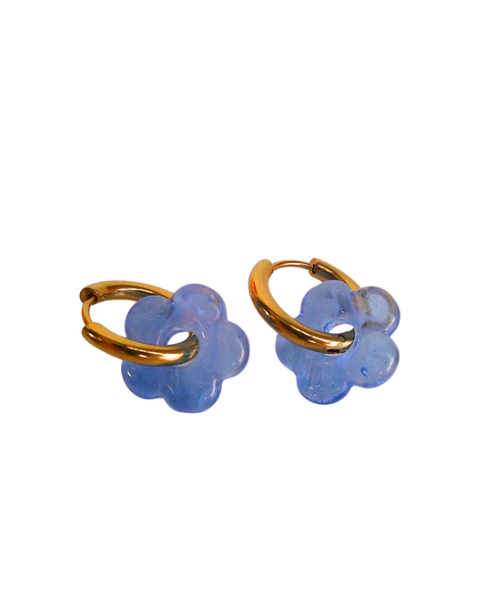 Mini Poppy Hoops - Blue