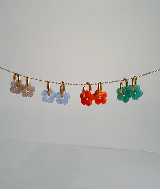 Mini Poppy Hoops - Teal