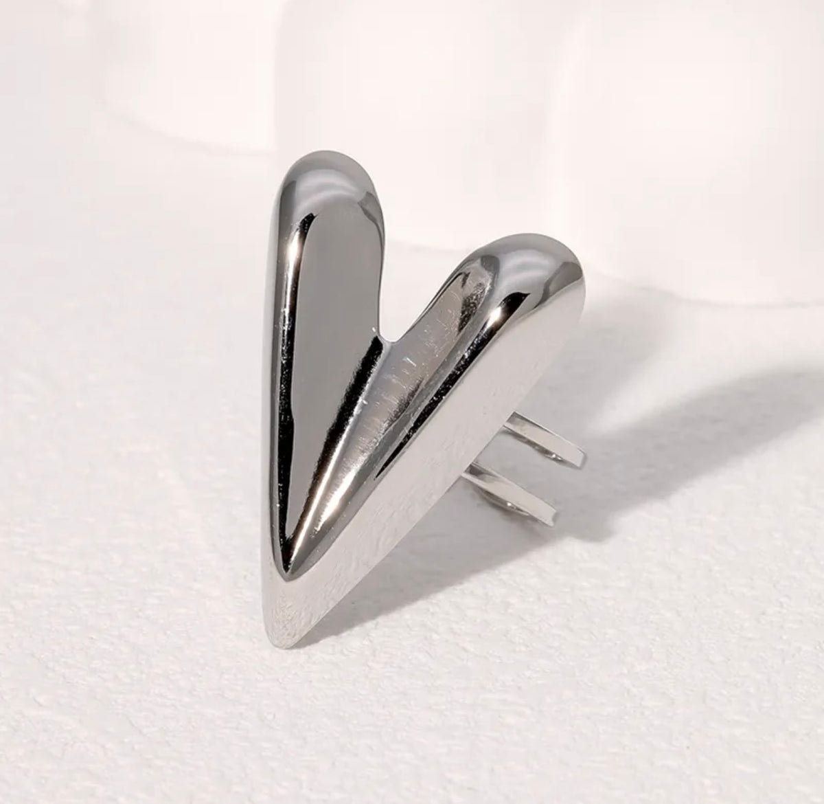 Chunky Heart Ring - Silver