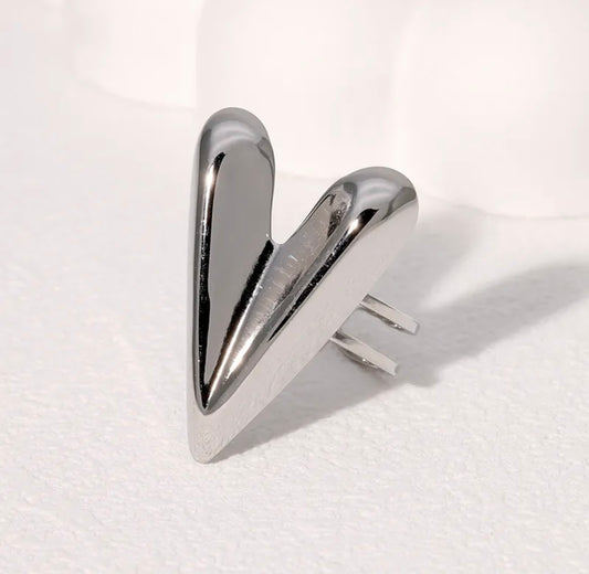 Chunky Heart Ring - Silver
