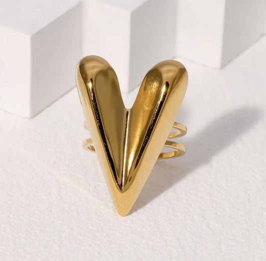 Chunky Heart Ring - Gold