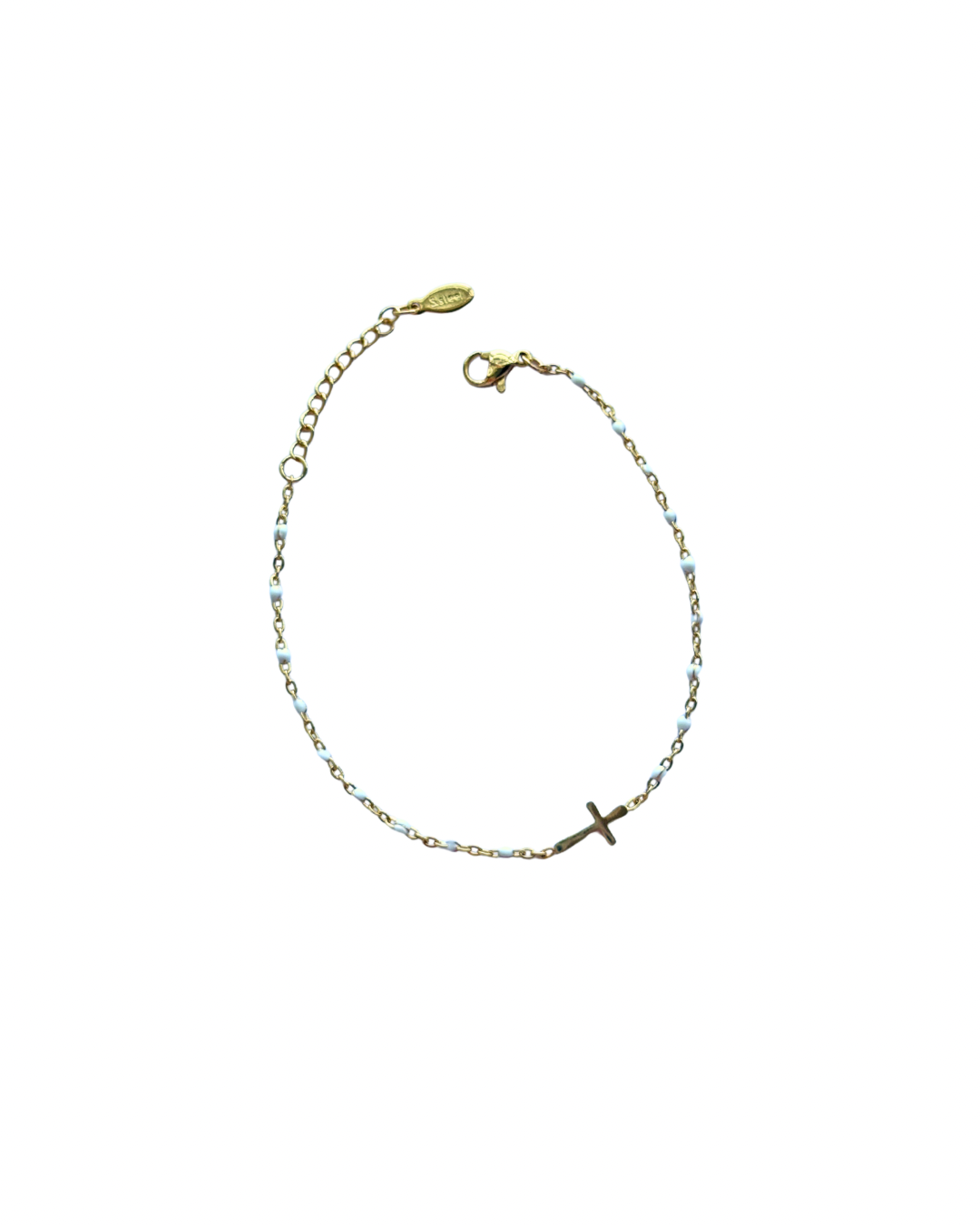 White Shimmer Cross Bracelet