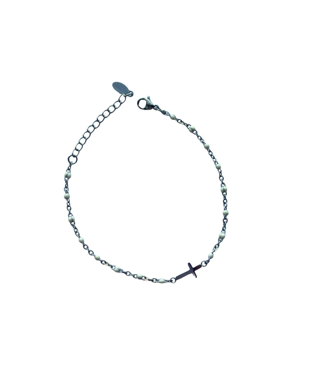White Shimmer Cross Bracelet Silver